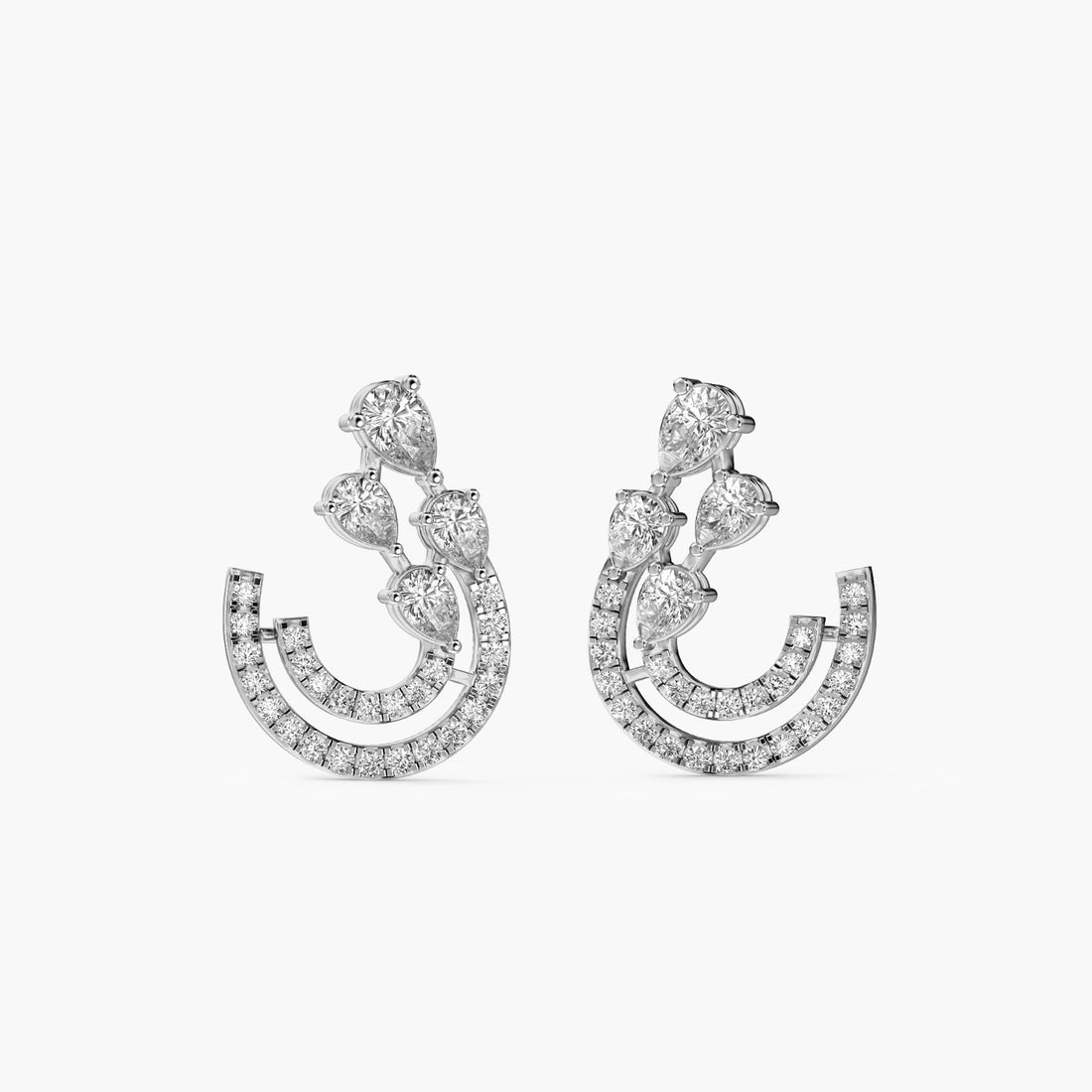 Dewdrop Arc - Front View in White Gold - Diamond Jewellery by Moena