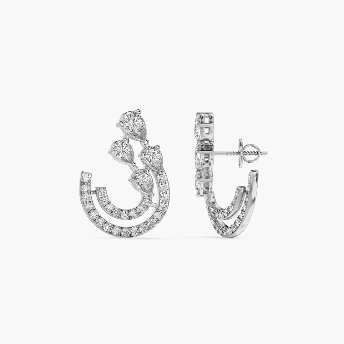 Dewdrop Arc - Side View in White Gold - Diamond Jewellery by Moena