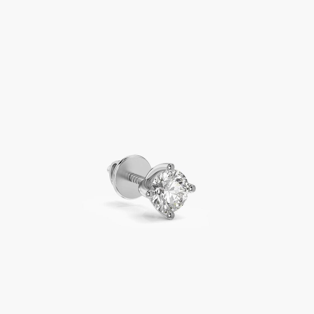 Classic Solitaire Diamond Stud - 3D View in White Gold - Diamond Stud by Moena