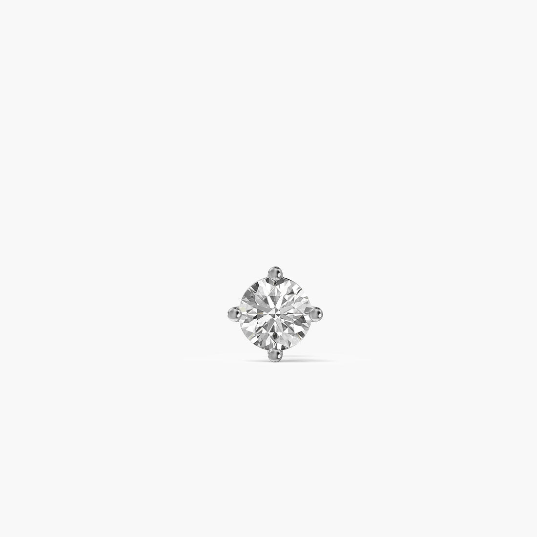 Classic Solitaire Diamond Stud - Front View in White Gold - Diamond Stud by Moena