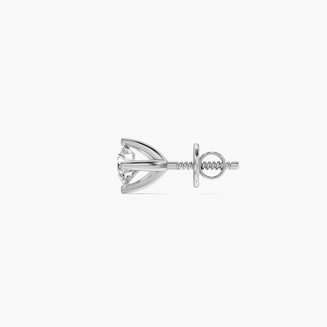Classic Solitaire Diamond Stud - Side View in White Gold - Diamond Stud by Moena