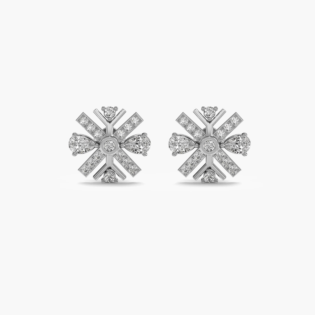 Solara Studs - Front View in White Gold - Diamond Stud by Moena
