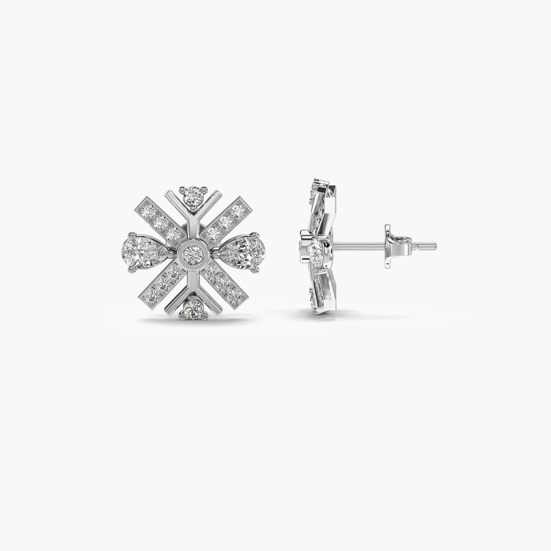 Solara Studs - Side View in White Gold - Diamond Stud by Moena