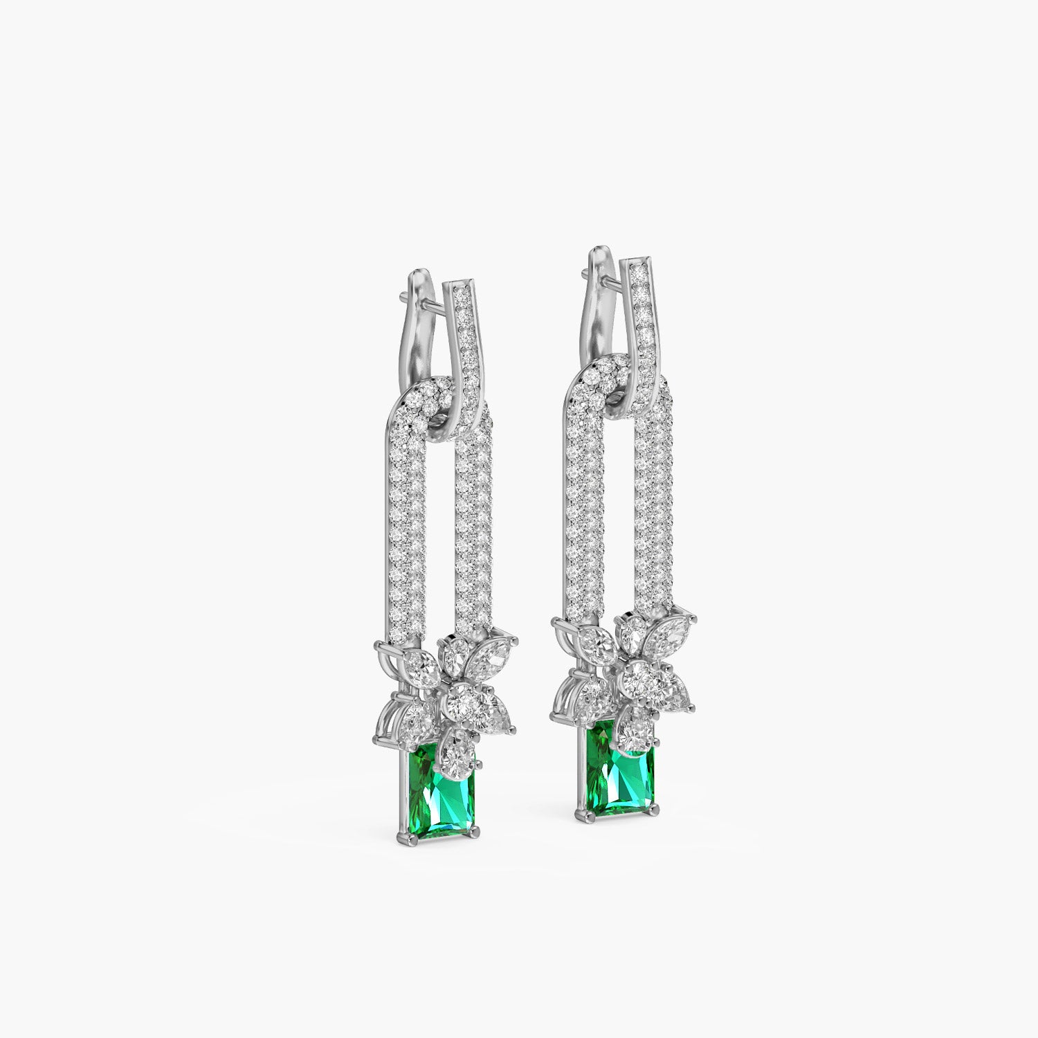 Emerald Drop Floral Danglers