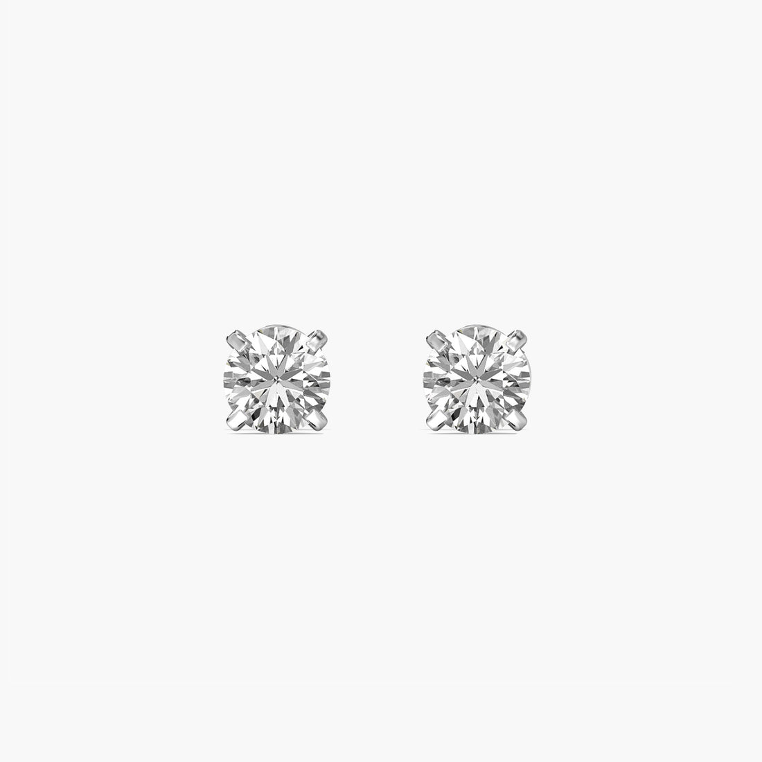 Classic Round Lab-Grown Diamond Studs - Front View in White Gold - Round Diamond Stud by Moena