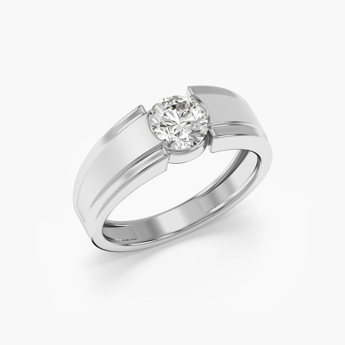 Sovereign Crest Ring - 3D View in White Gold - Diamond Ring by Moena