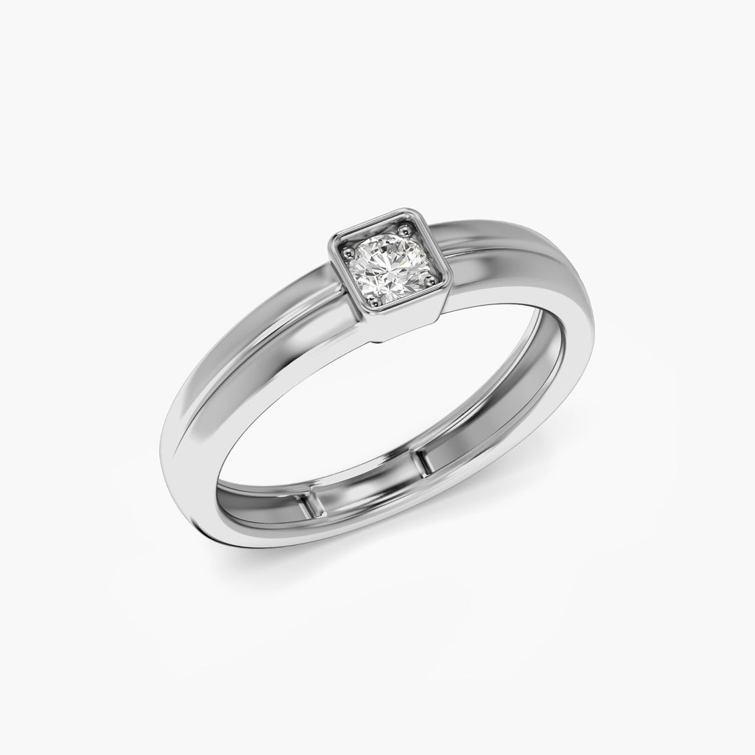 Prestige Square Ring - 3D View in White Gold - Diamond Ring by Moena
