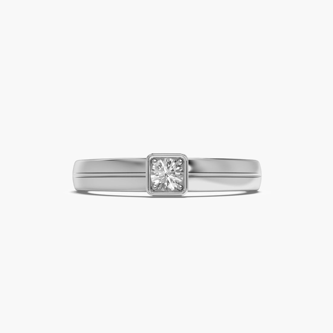 Prestige Square Ring - Top View in White Gold - Diamond Ring by Moena