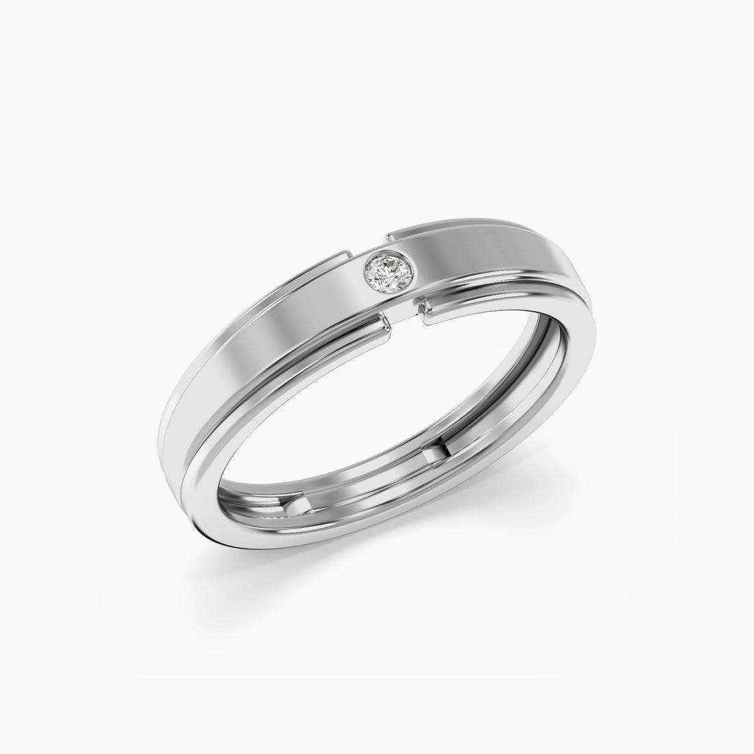 Titanium Edge Band - 3D View in White Gold - Diamond Ring by Moena