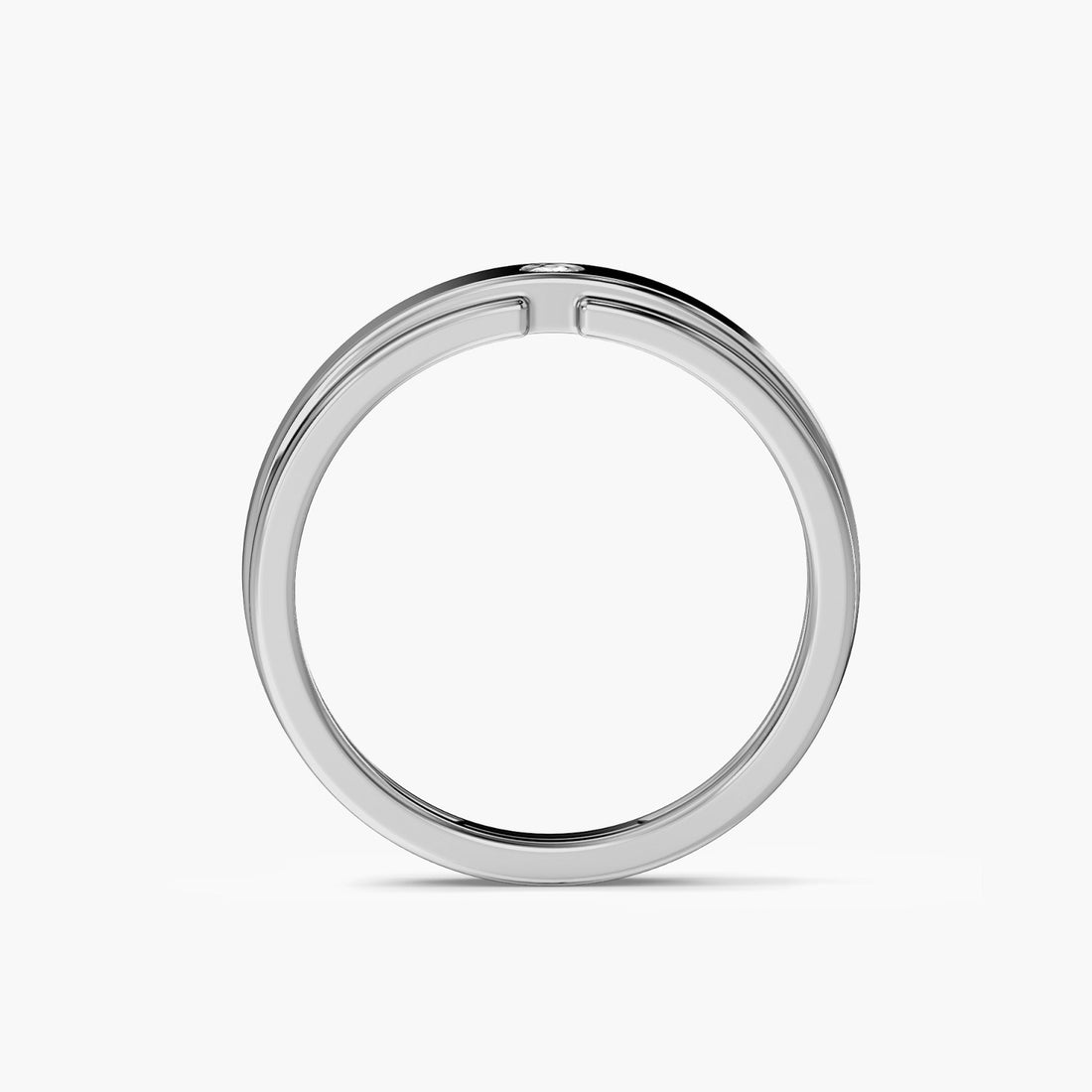 Titanium Edge Band - Front View in White Gold - Diamond Ring by Moena