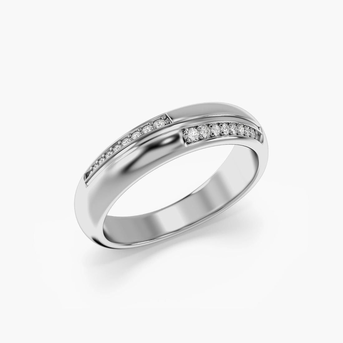 Infinity Groove Band - 3D View in White Gold - Diamond Ring by Moena