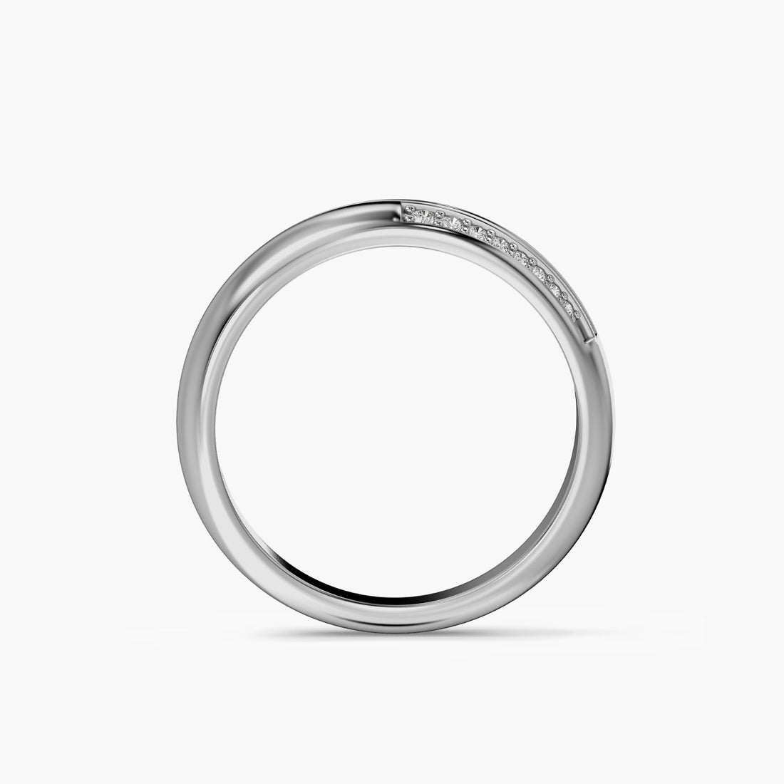 Infinity Groove Band - Front View in White Gold - Diamond Ring by Moena