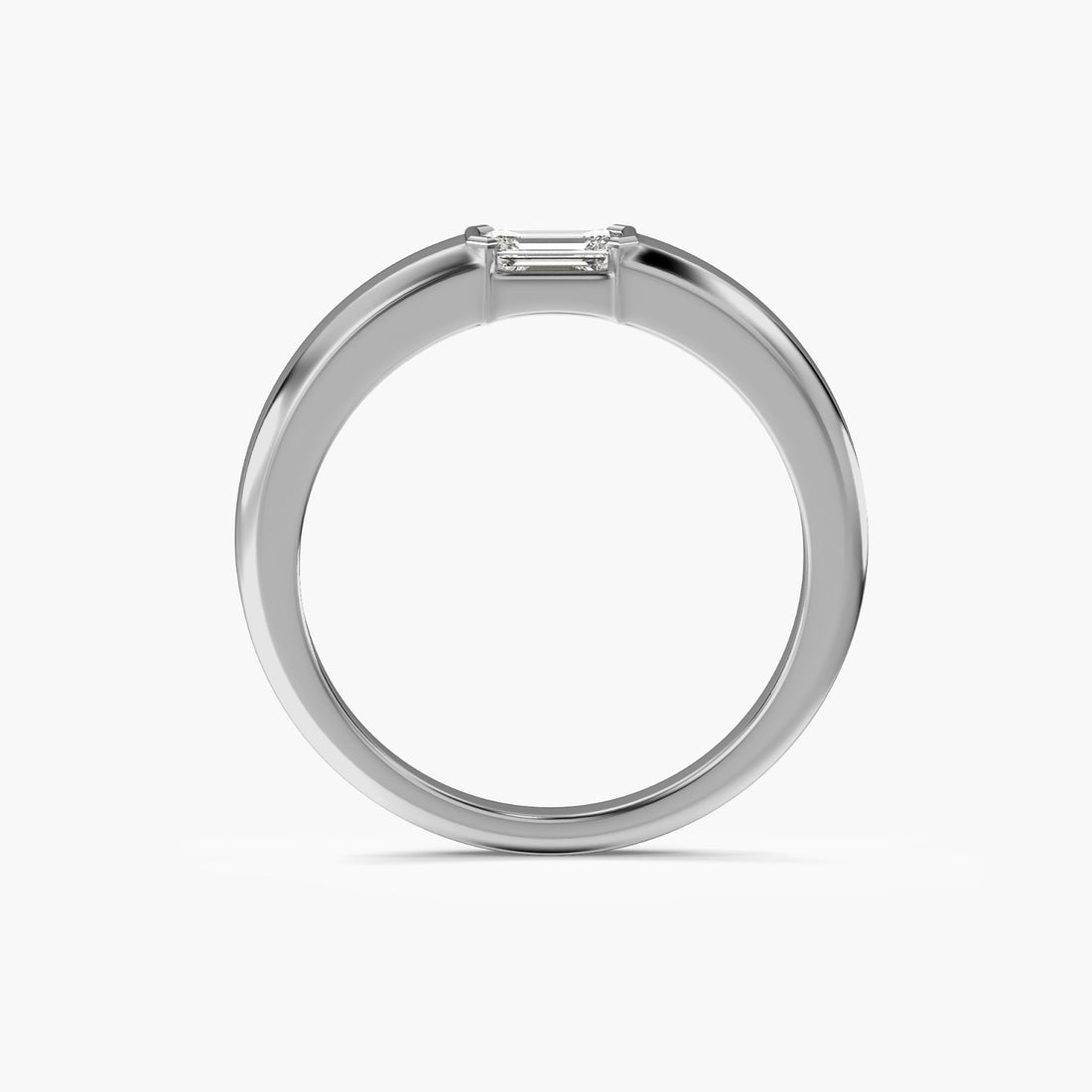 Emerald Grace Band - Front View in White Gold - Emerald Diamond Ring by Moena