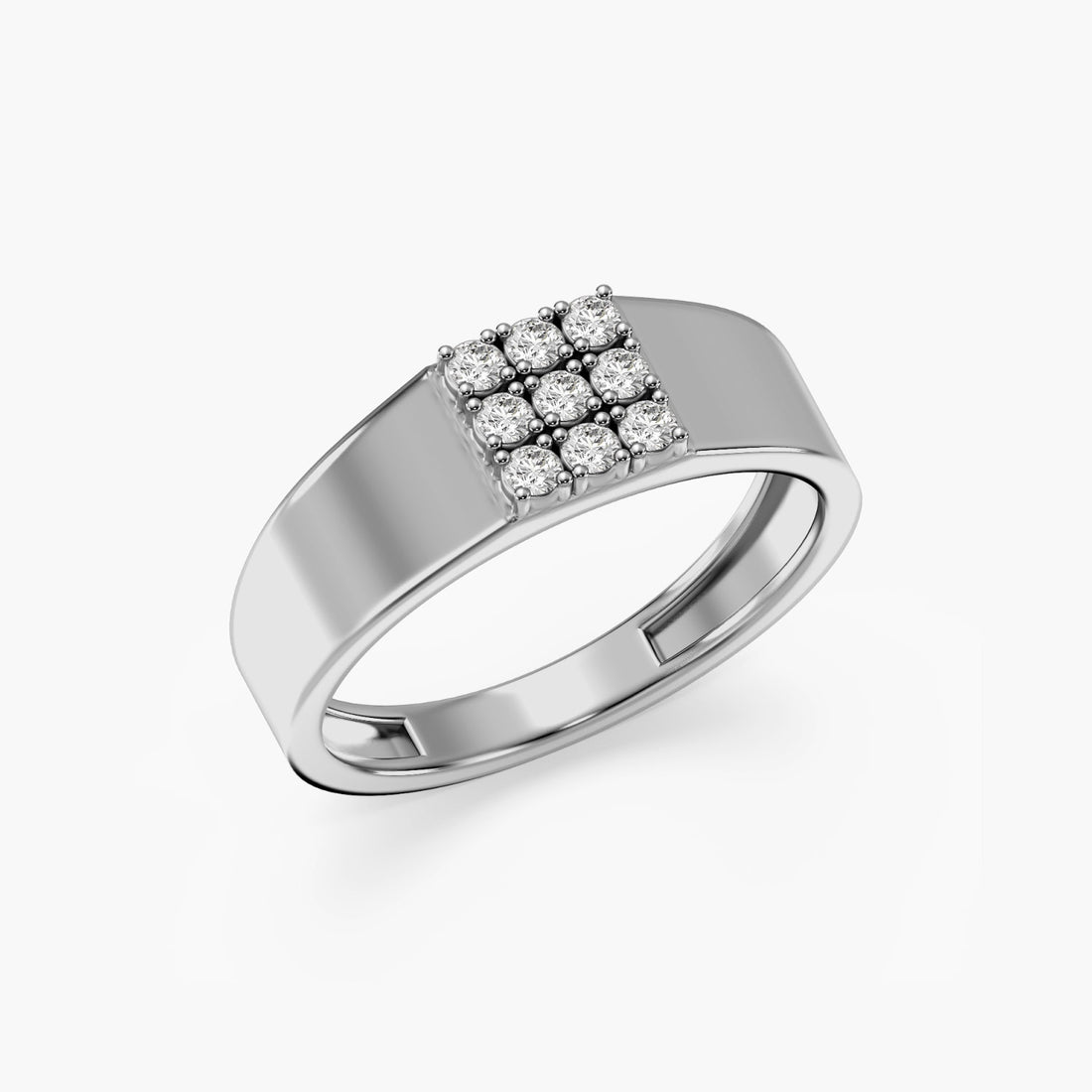 Royal Grid Ring - 3D View in White Gold - Diamond Ring by Moena