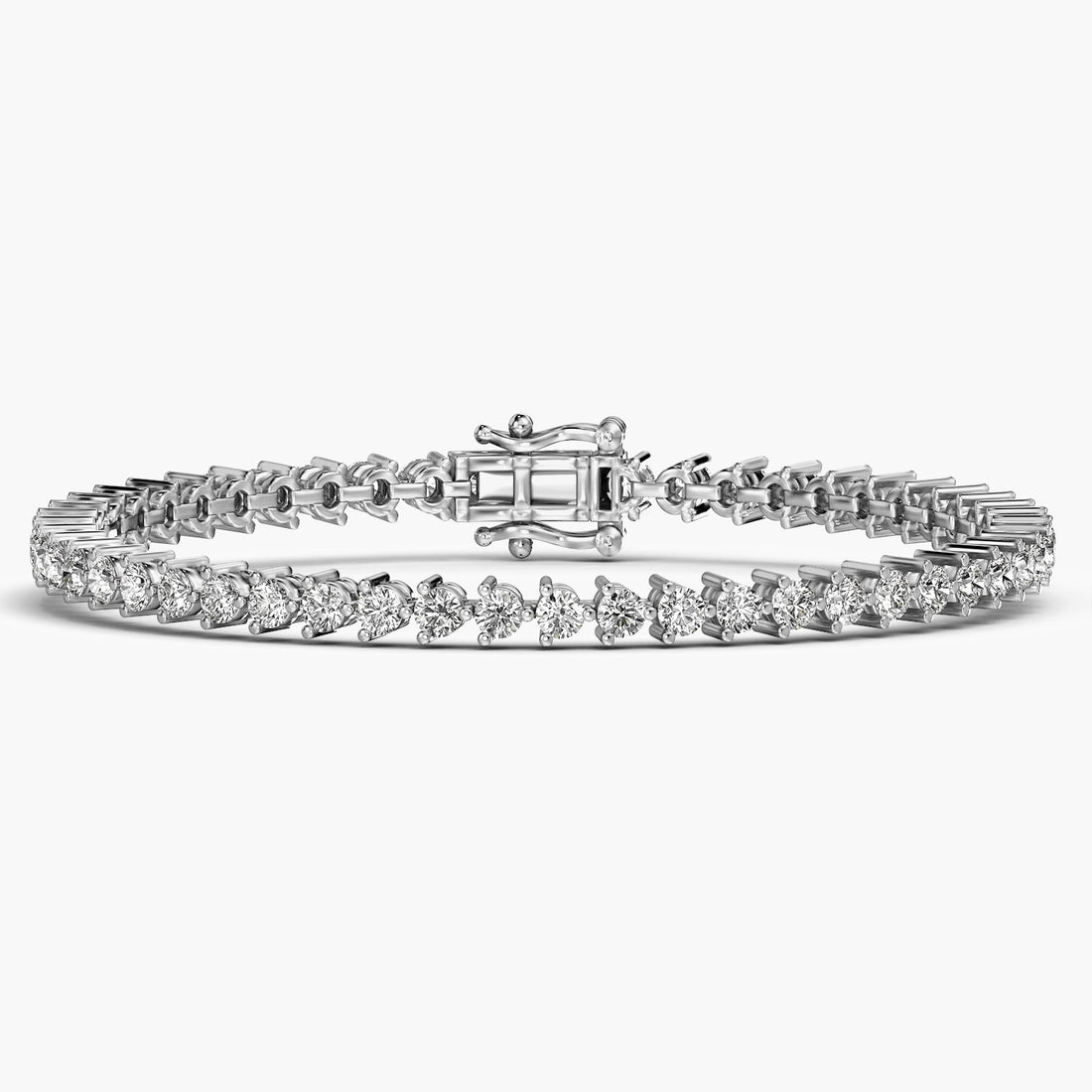 Classic 0.07 ct Round Diamond Tennis Bracelet - Front View in White Gold - Round Diamond Bracelet by Moena