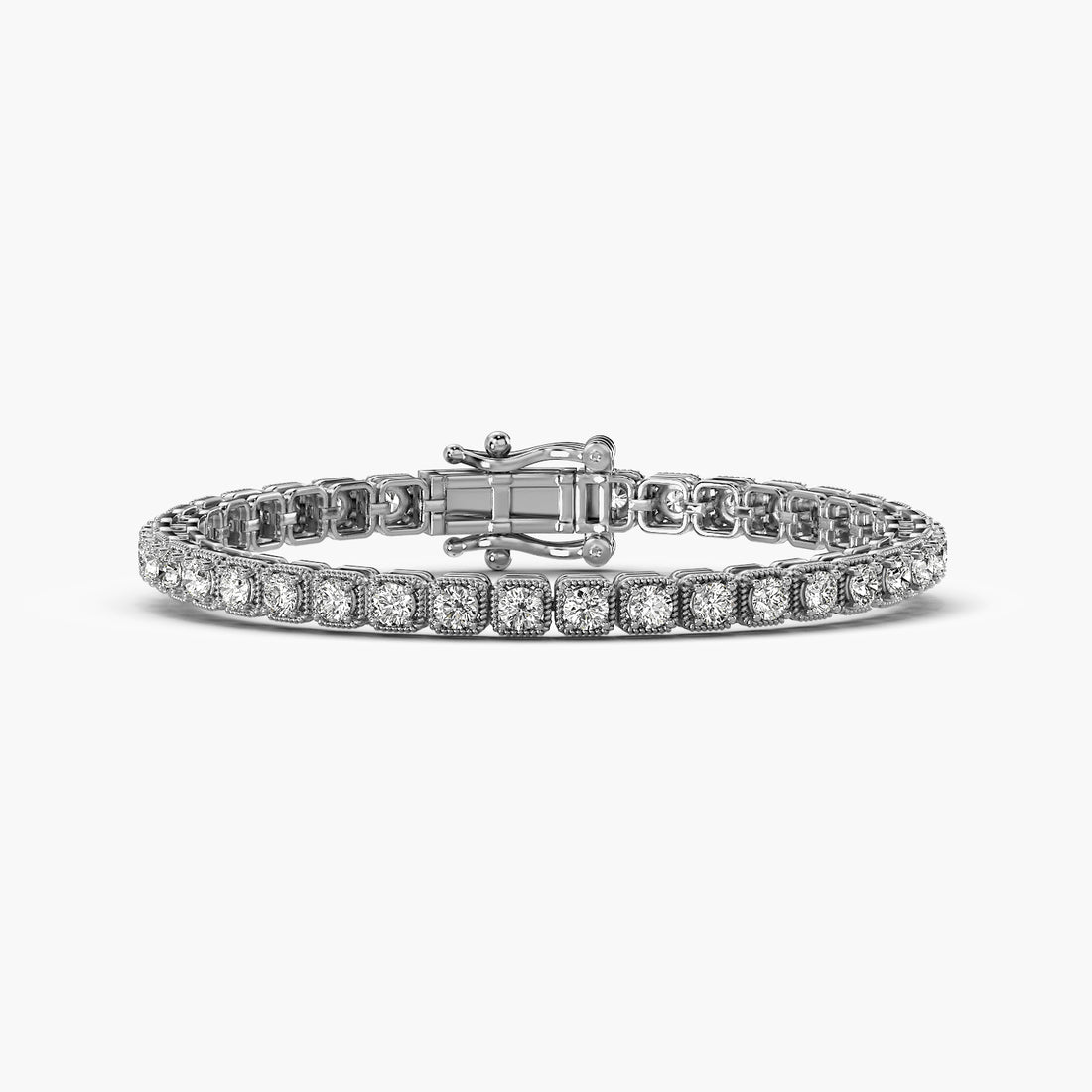 0.05 ct Sculpted Spark Tennis Bracelet - Front View in White Gold - Diamond Bracelet by Moena