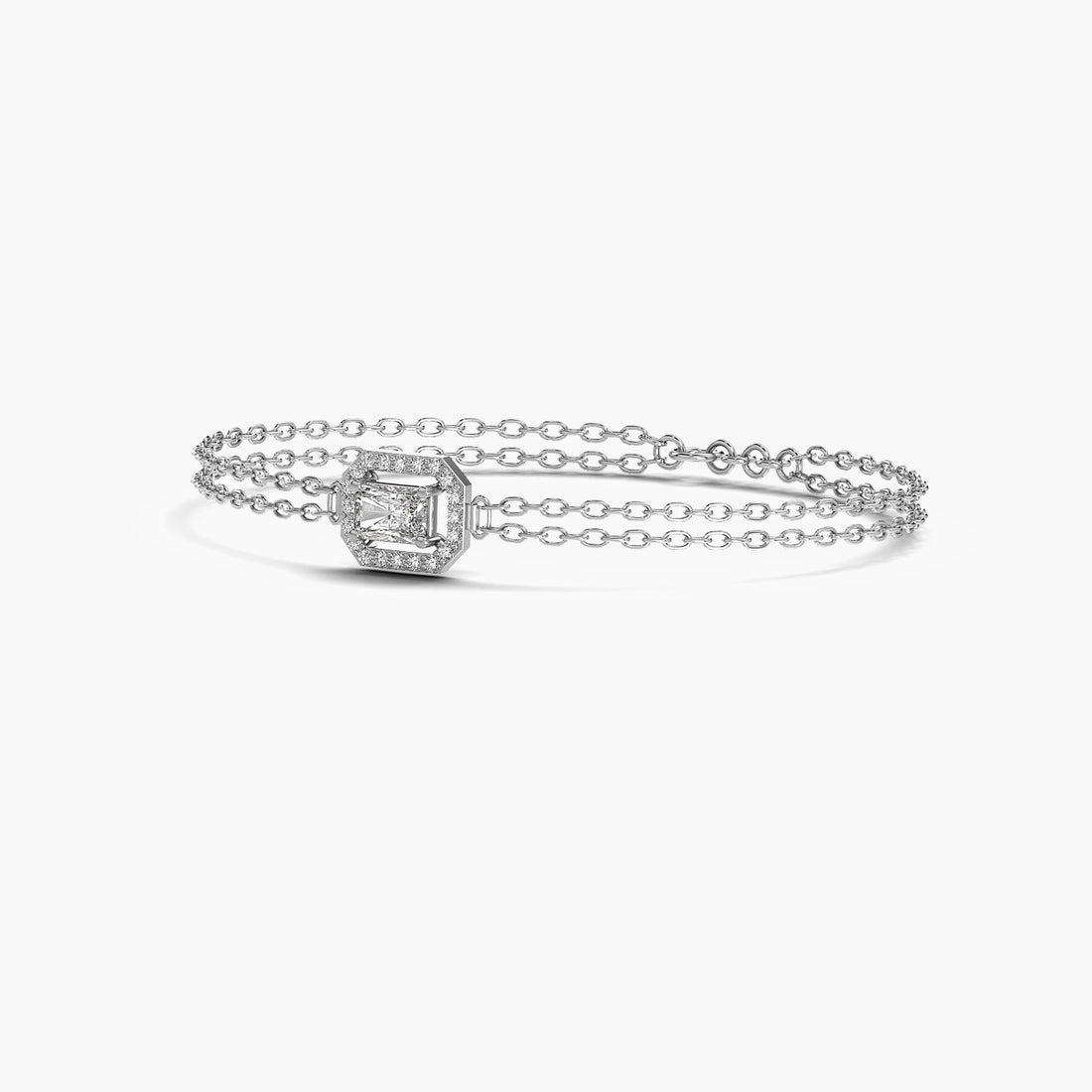 Edge Radiance Bracelet - 3D View in White Gold - Diamond Bracelet by Moena