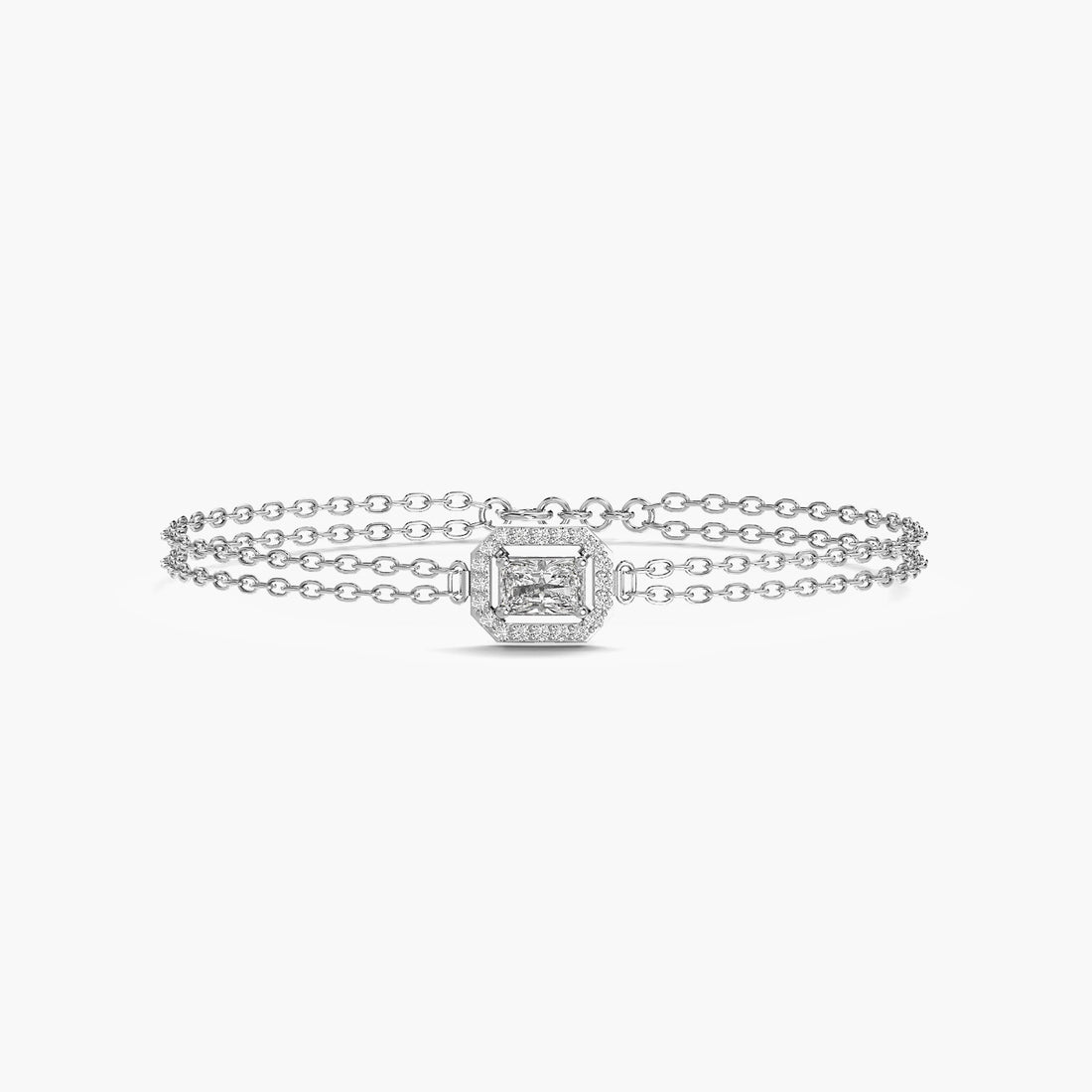 Edge Radiance Bracelet - Top View in White Gold - Diamond Bracelet by Moena
