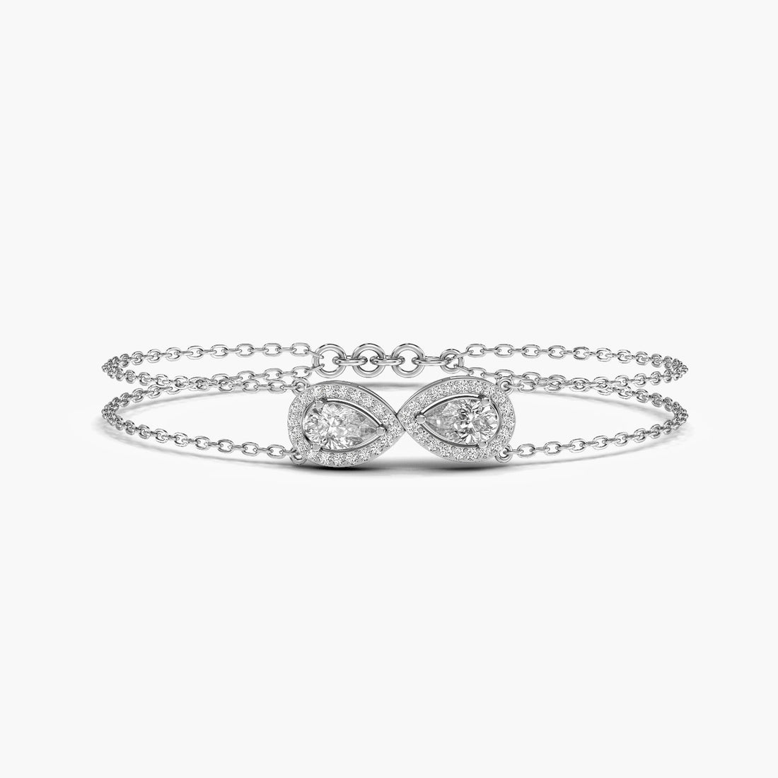 Parallel Shine Bracelet - Top View in White Gold - Diamond Bracelet by Moena