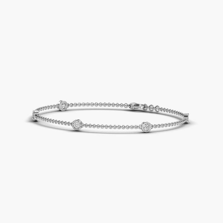 Promise Halo Bracelet - 3D View in White Gold - Diamond Bracelet by Moena