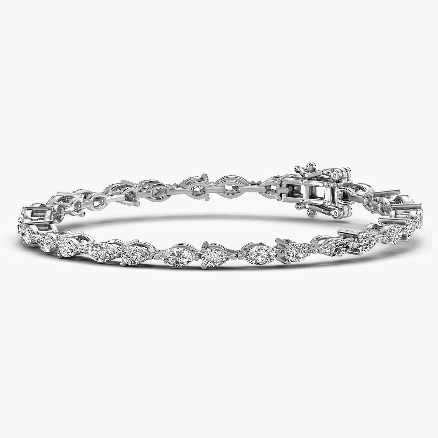 Pear & Marquise 0.10 ct Diamond Tennis Bracelet