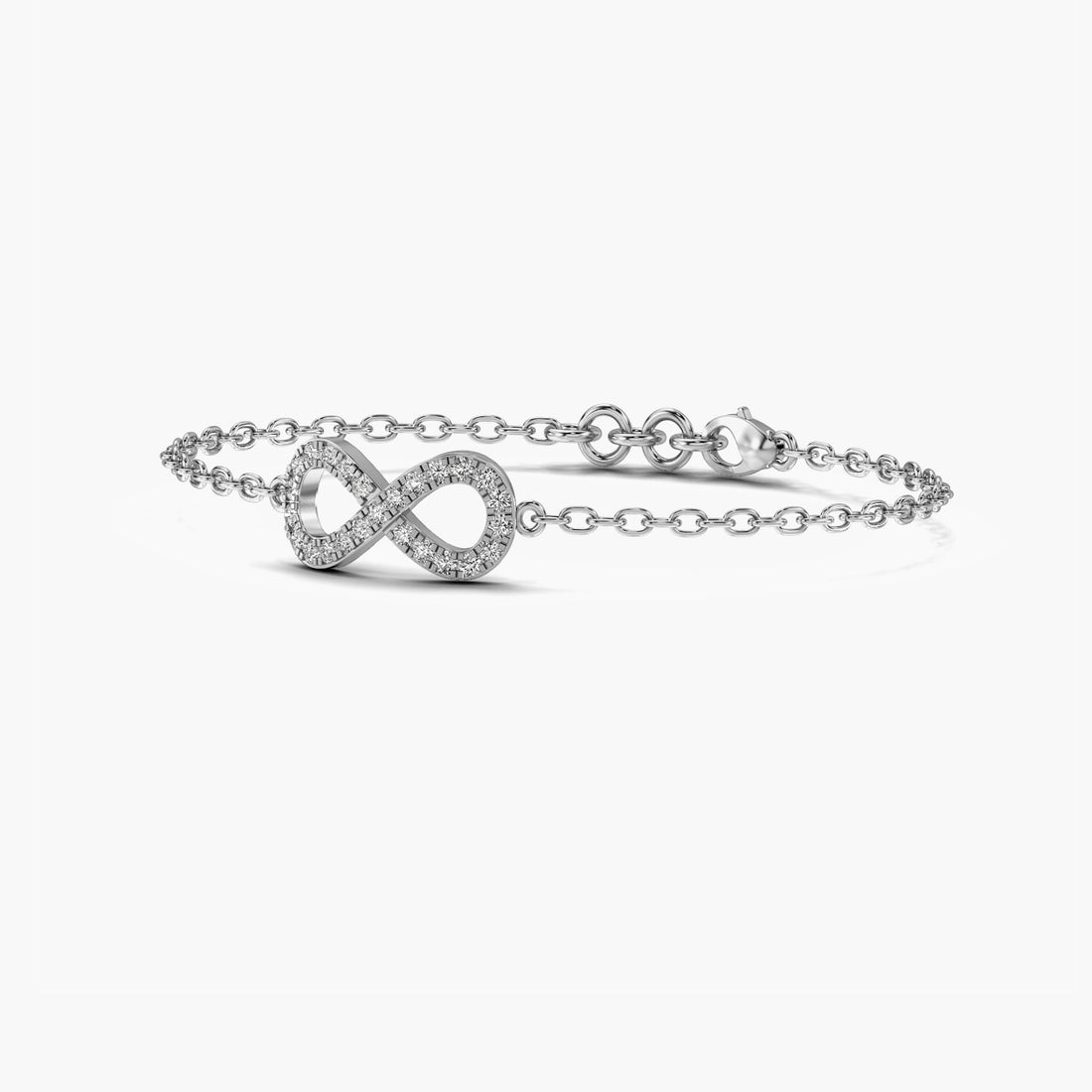 Infinity Bliss Bracelet - 3D View in White Gold - Diamond Bracelet by Moena