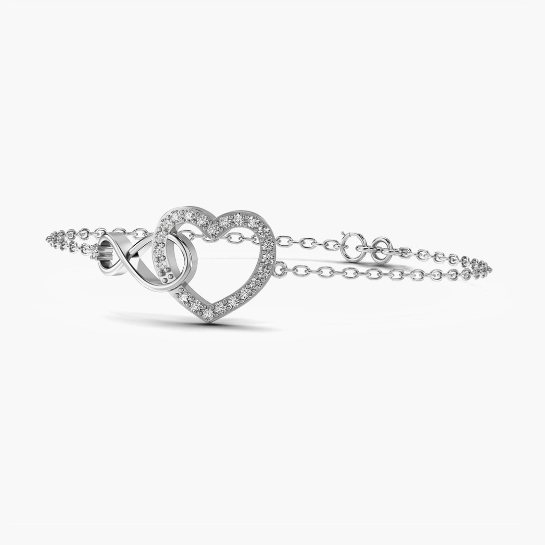 Heartstrings Bracelet - 3D View in White Gold - Diamond Bracelet by Moena