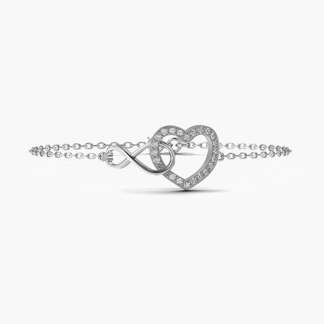 Heartstrings Bracelet - Top View in White Gold - Diamond Bracelet by Moena