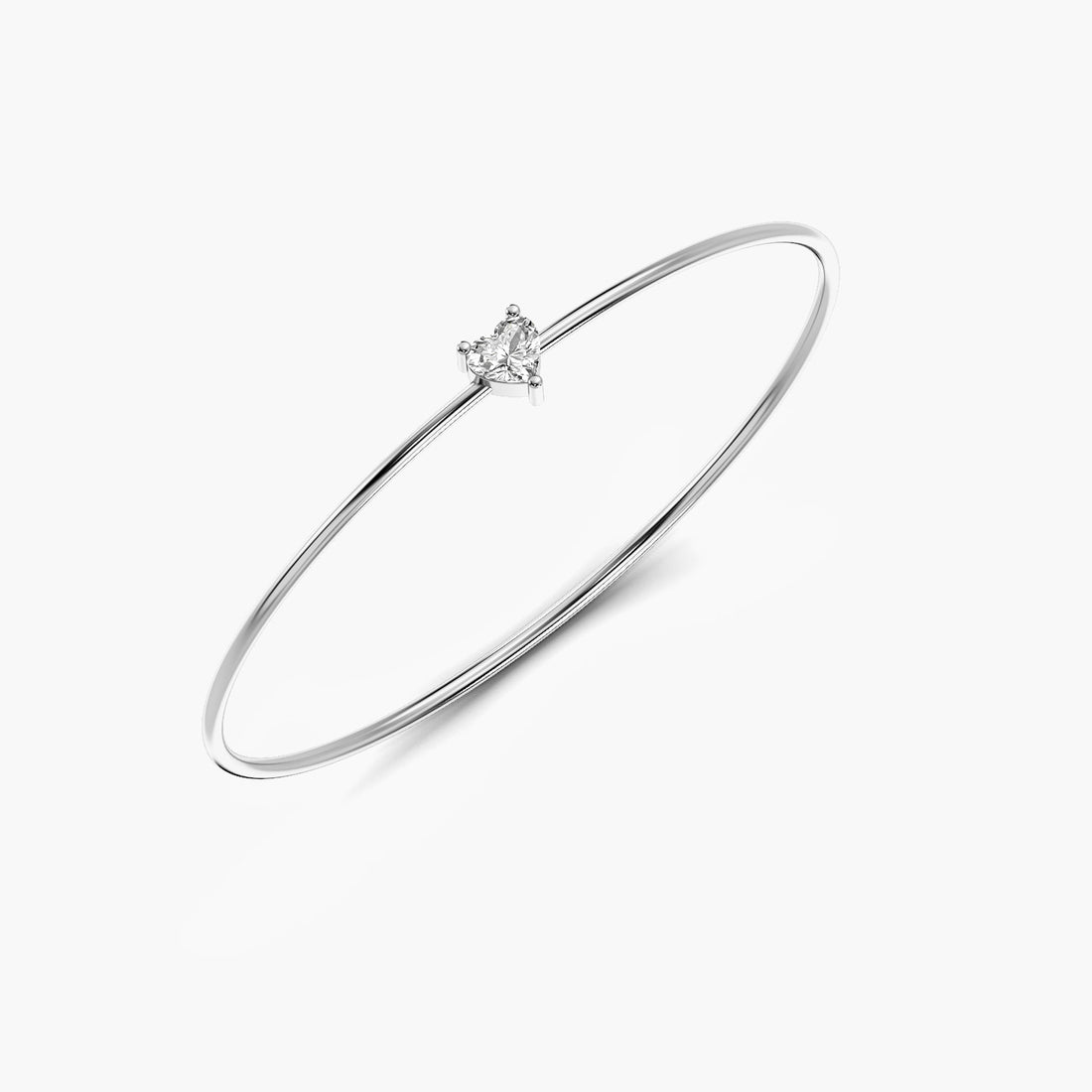 Solitaire Heart Glow - 3D View in White Gold - Heart Diamond Bracelet by Moena
