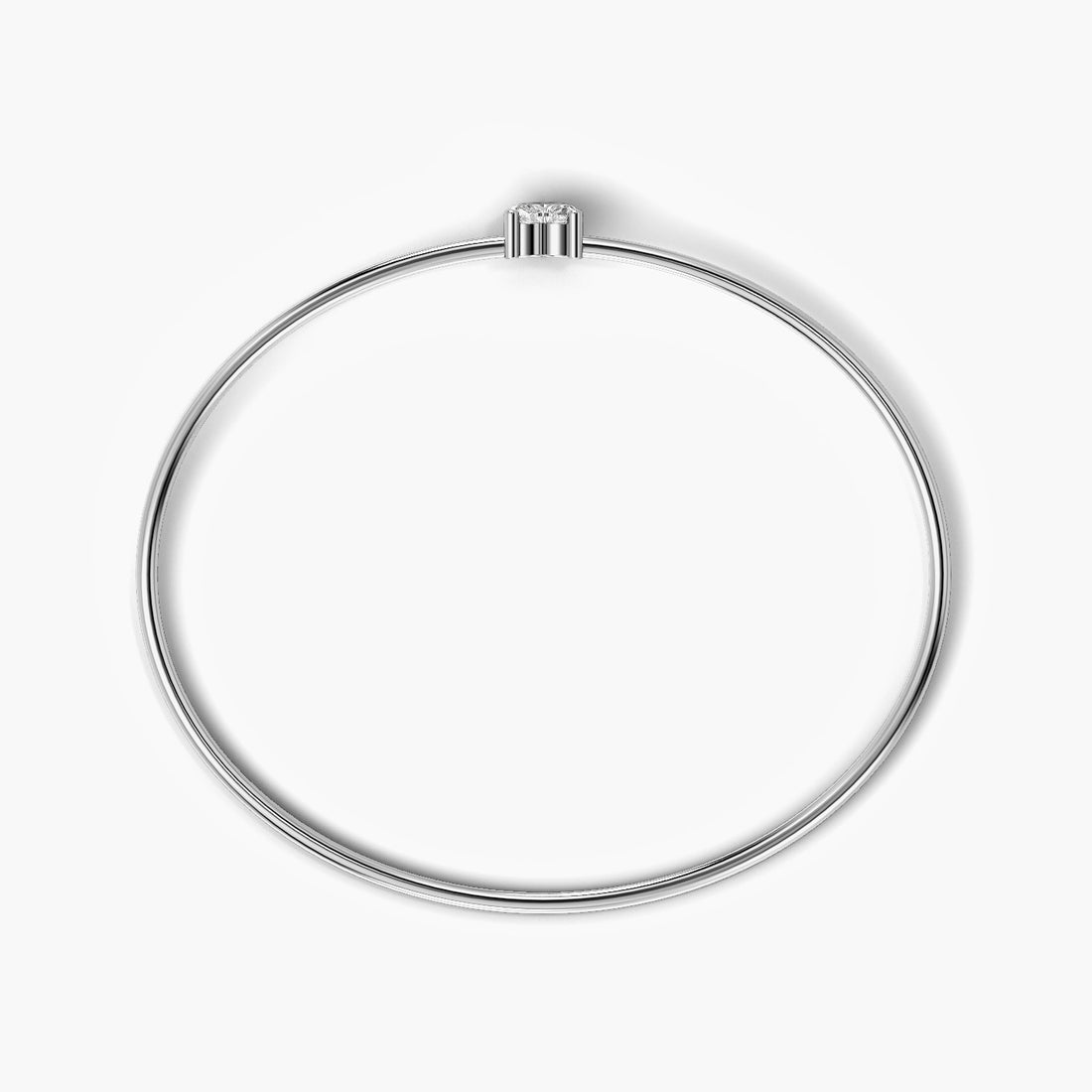 Solitaire Heart Glow - Standard View in White Gold - Heart Diamond Bracelet by Moena