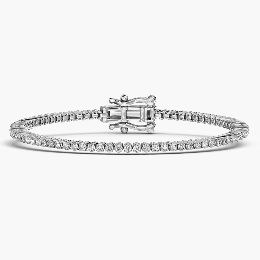 0.006 ct Diamond Tennis Bracelet - Front View in White Gold - Diamond Bracelet by Moena