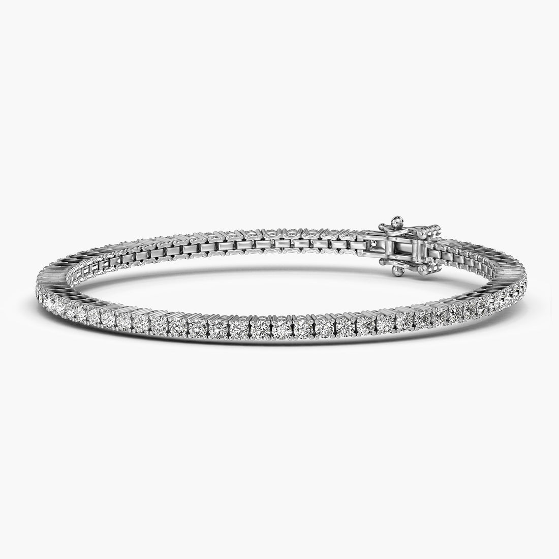 Grace Line 0.03 ct Diamond Tennis Bracelet - 3D View in White Gold - Diamond Bracelet by Moena