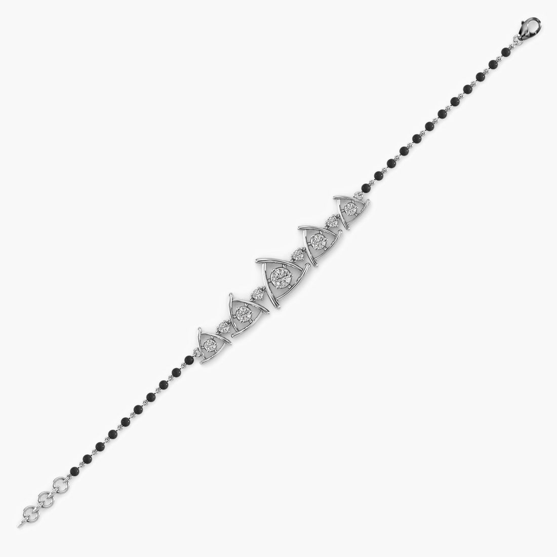 Tria Radiance Mangalsutra Bracelet - Side View in White Gold - Diamond Bracelet by Moena
