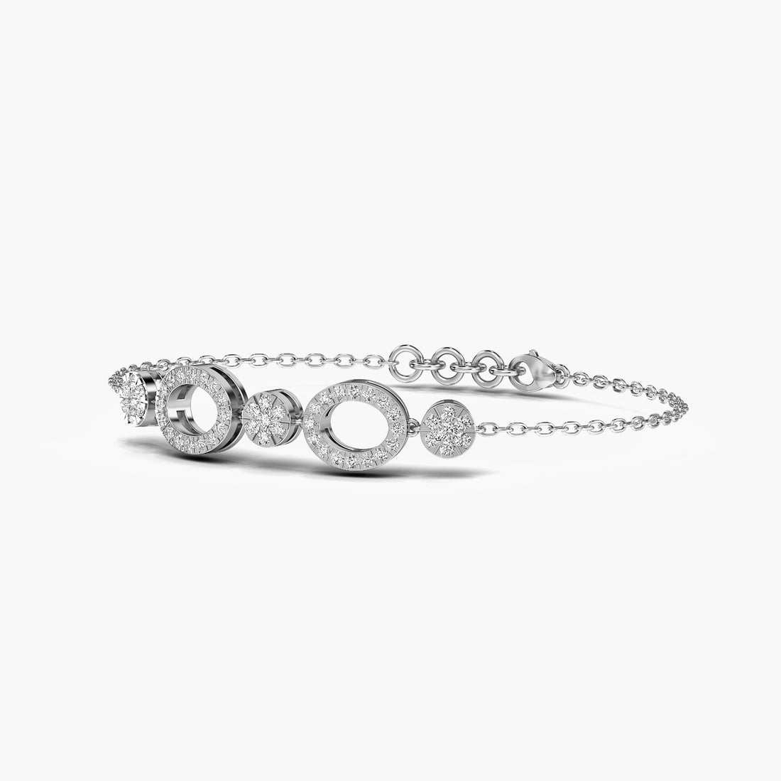 Opulent Halo Bracelet - 3D View in White Gold - Diamond Bracelet by Moena