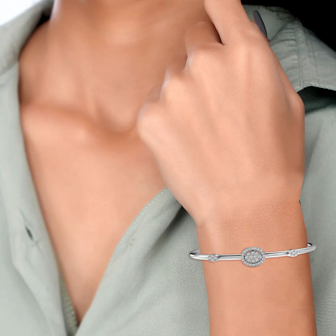 Celeste Charm Bracelet - Model View in White Gold - Diamond Bracelet by Moena