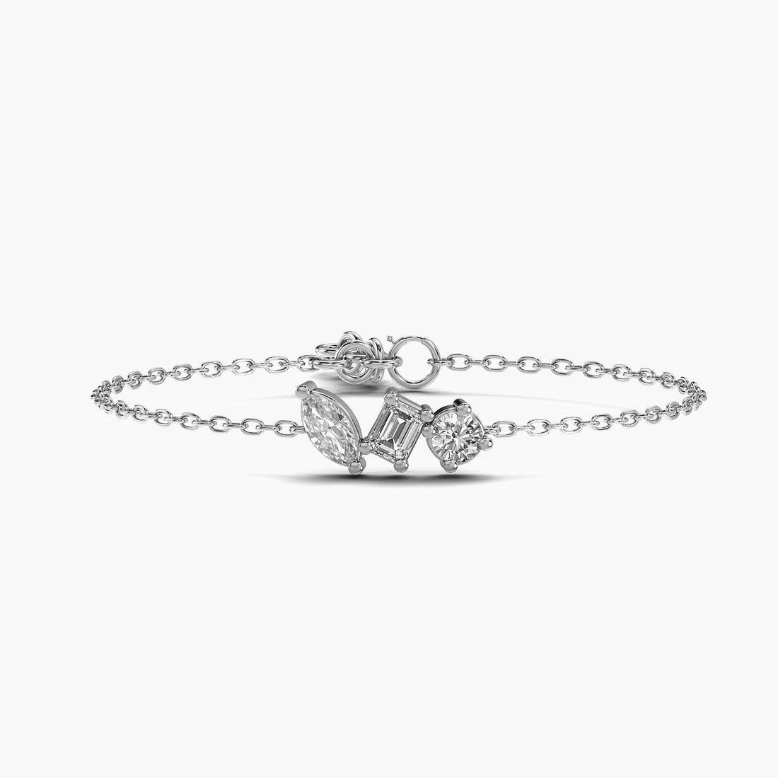 Trinity Spark Bracelet - Top View in White Gold - Diamond Bracelet by Moena