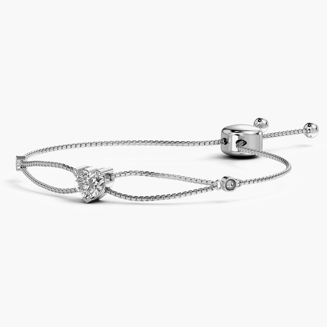 Heartline Spark Bracelet - 3D View in White Gold - Diamond Bracelet by Moena