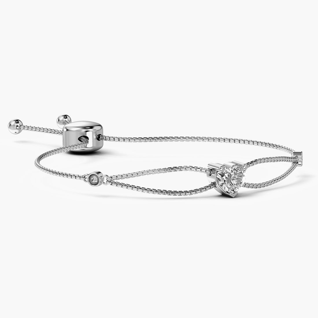 Heartline Spark Bracelet - 3D View in White Gold - Diamond Bracelet by Moena