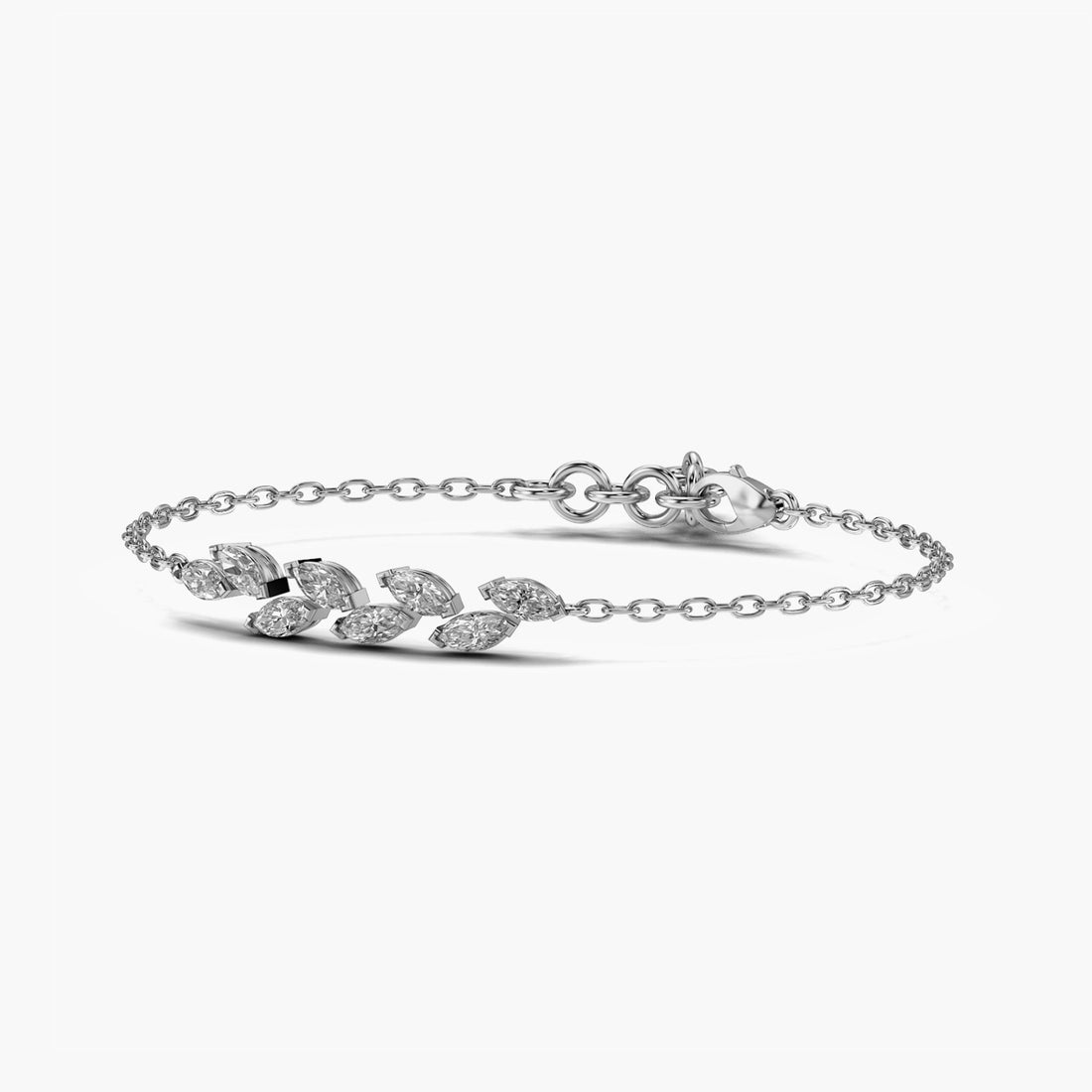 Petal Harmony - 3D View in White Gold - Diamond Bracelet by Moena