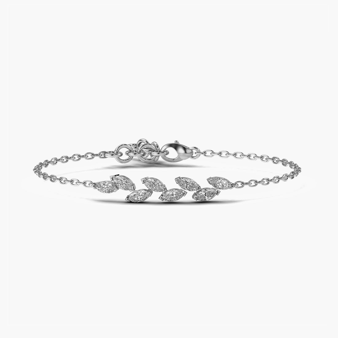 Petal Harmony - Top View in White Gold - Diamond Bracelet by Moena