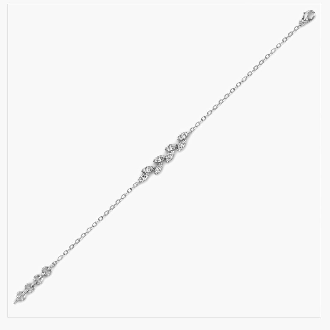 Petal Harmony - Side View in White Gold - Diamond Bracelet by Moena