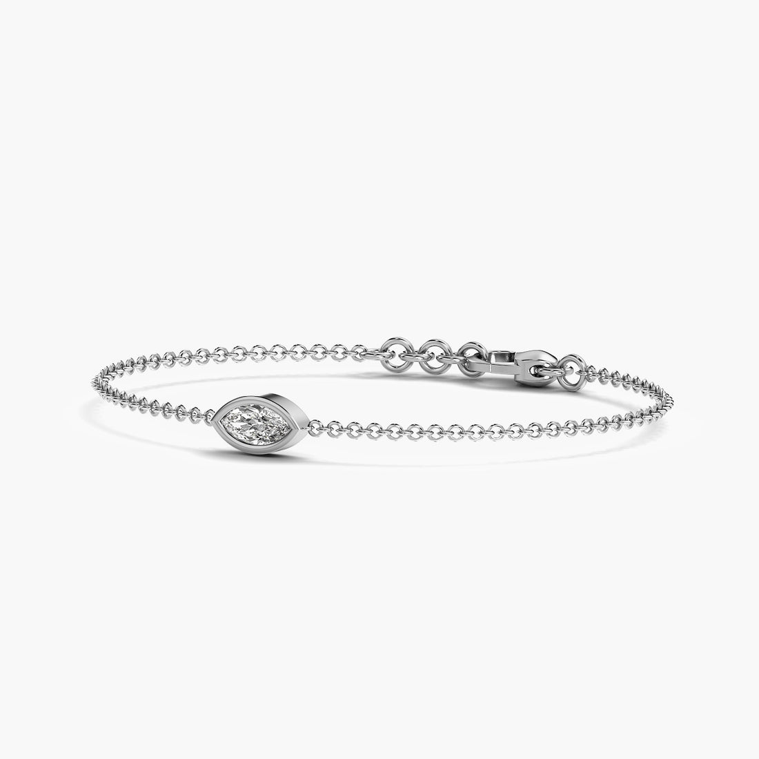 One Spark Bracelet - 3D View in White Gold - Diamond Bracelet by Moena