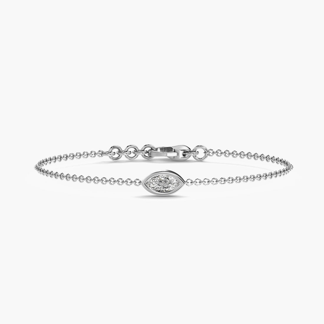 One Spark Bracelet - Top View in White Gold - Diamond Bracelet by Moena