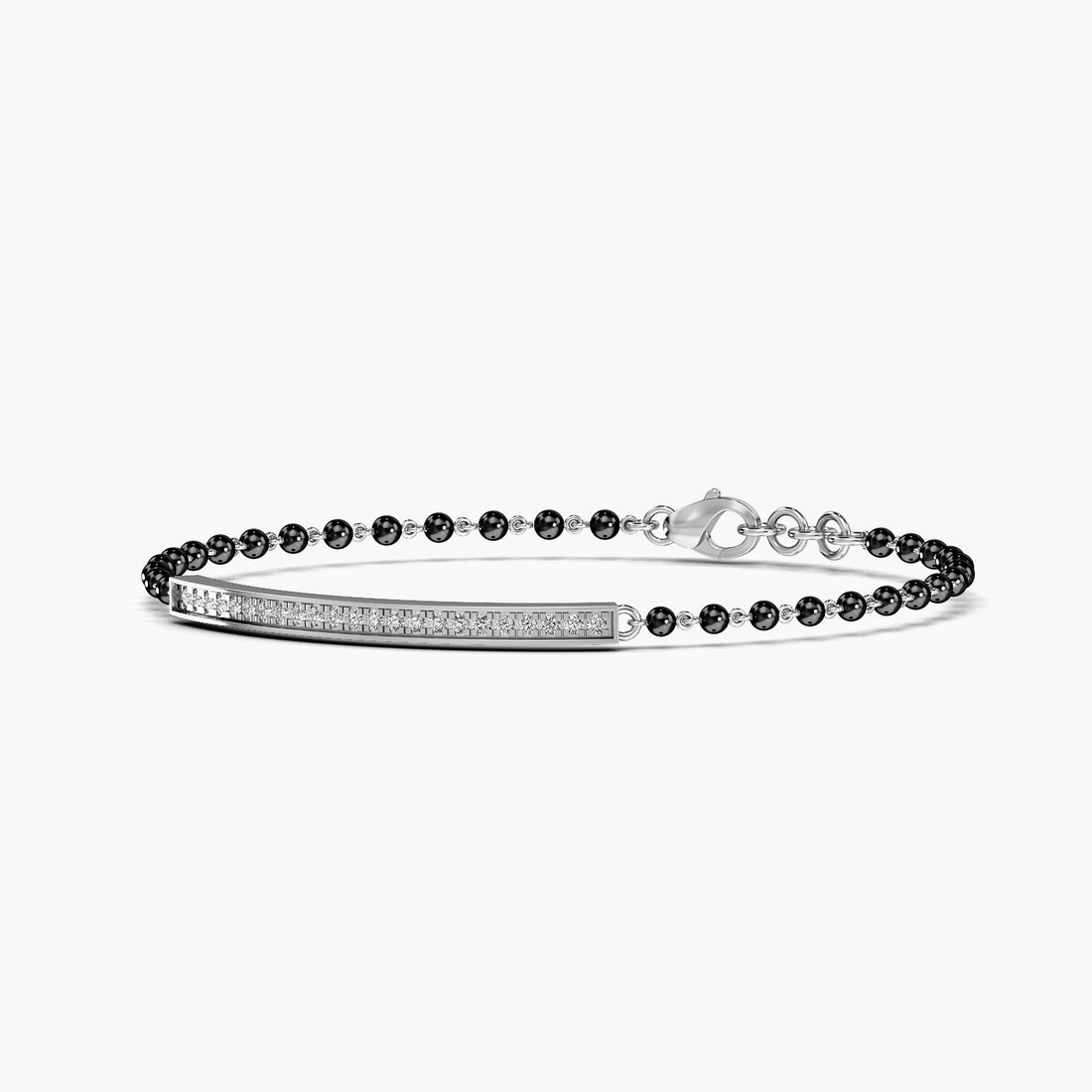 Nitya Mangalsutra Bracelet - 3D View in White Gold - Diamond Bracelet by Moena