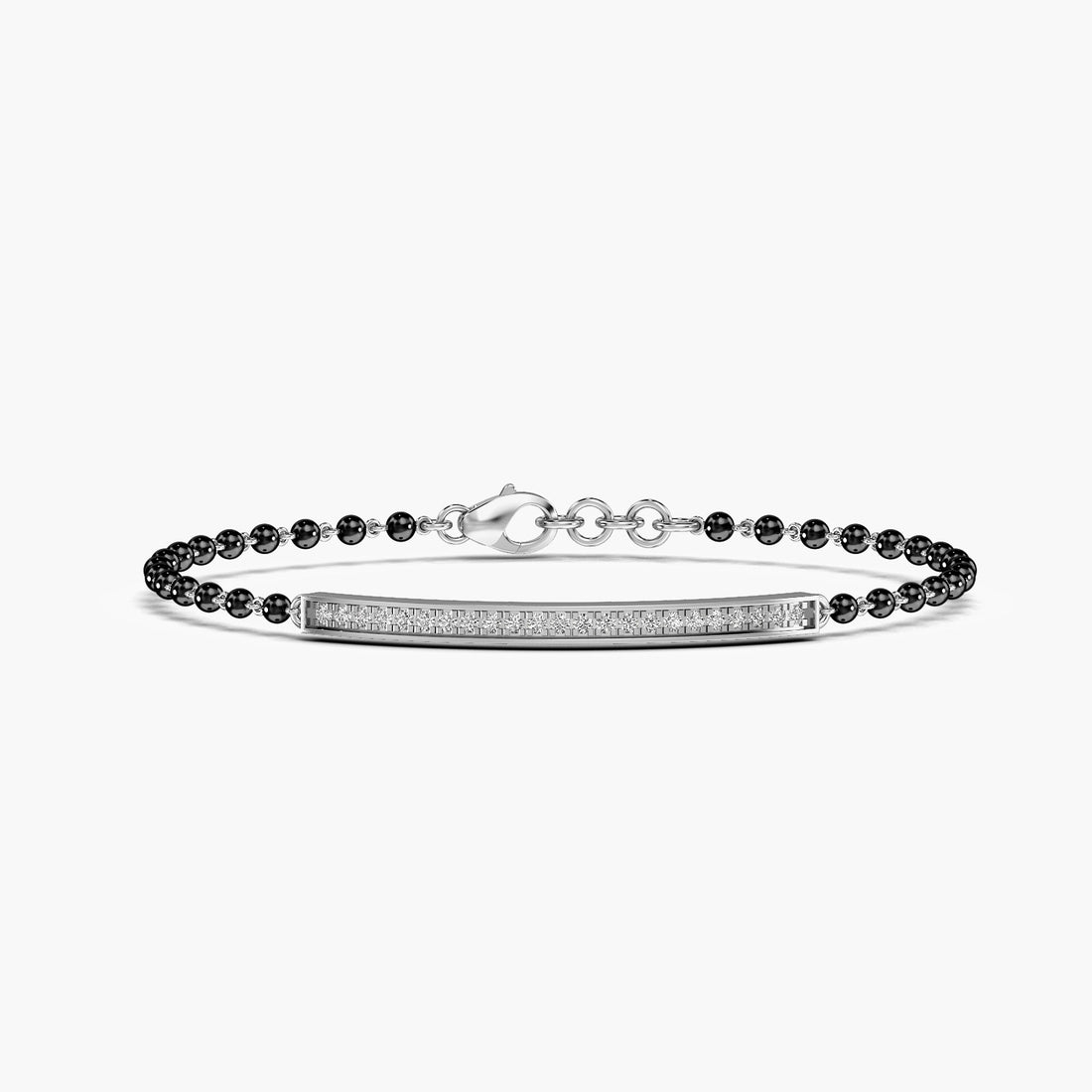 Nitya Mangalsutra Bracelet - Top View in White Gold - Diamond Bracelet by Moena