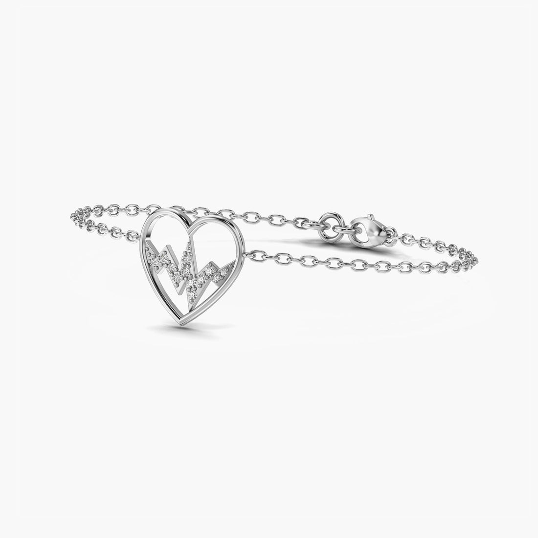 Pulse of Love Bracelet - 3D View in White Gold - Diamond Bracelet by Moena