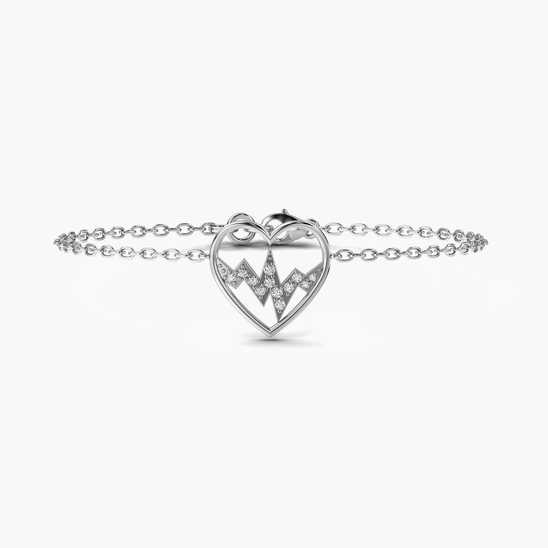 Pulse of Love Bracelet - Top View in White Gold - Diamond Bracelet by Moena