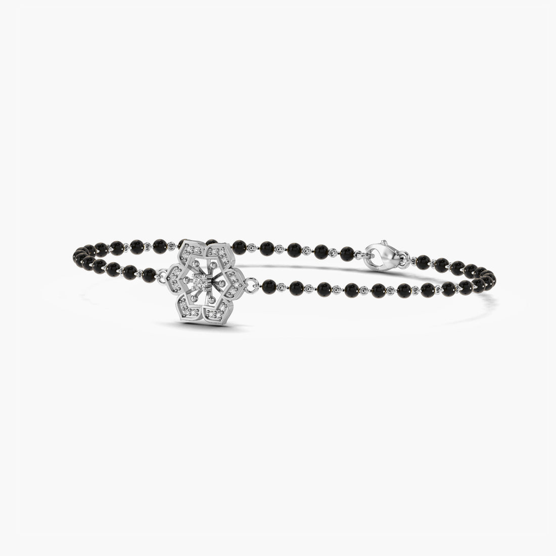 Blooming Vows Mangalsutra - 3D View in White Gold - Diamond Bracelet by Moena
