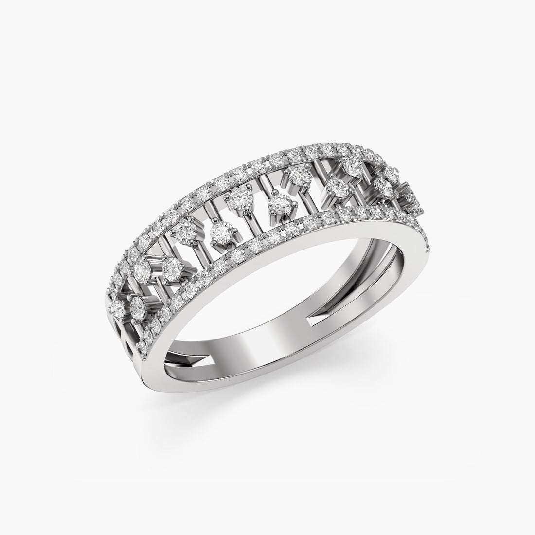 Starlit Harmony Band - 3D View in White Gold - Diamond Ring by Moena