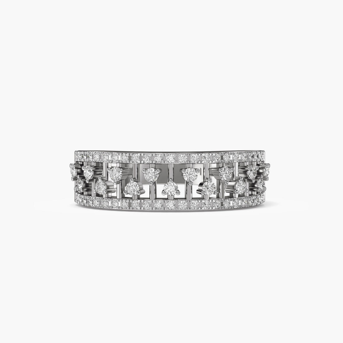Starlit Harmony Band - Top View in White Gold - Diamond Ring by Moena